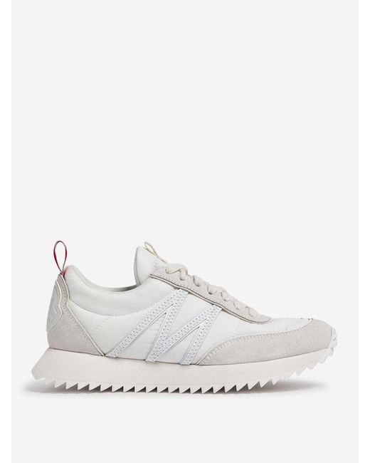 Moncler White Pacey Suede Sneakers for men