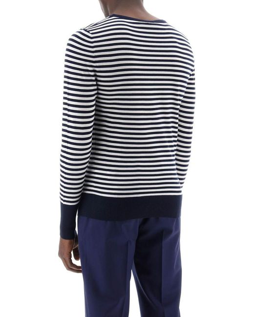 Dolce & Gabbana Blue Lightweight Striped Wool Pullover Sweater for men