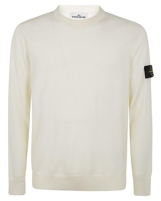 Stone Island Round Neck Jumper Clothing in White for Men Lyst