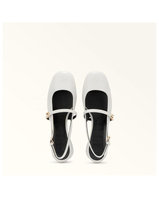 Furla White Leather Slingback
