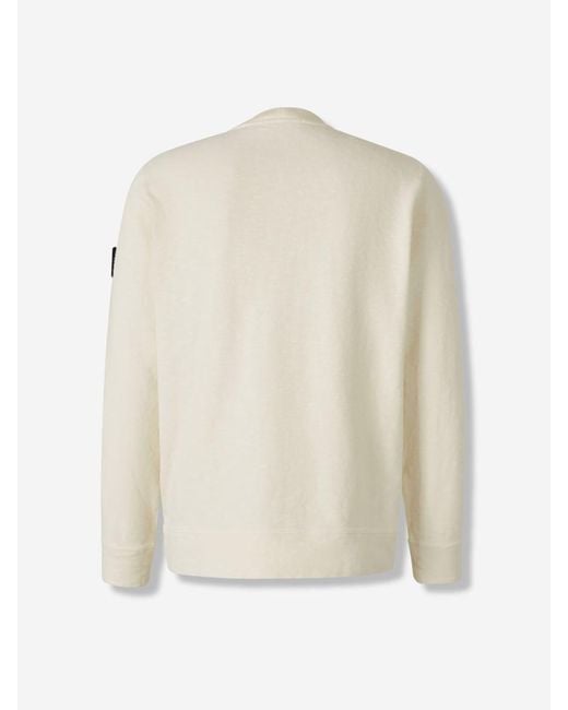 Stone Island White Crater Neck Sweatshirt for men