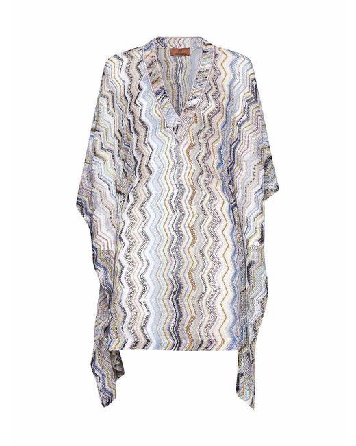 Missoni White Cover-Up Kaftan With Zigzag Motif