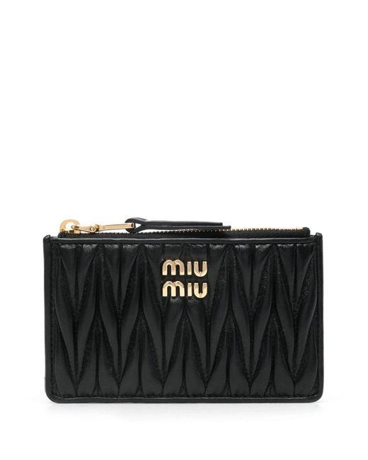 Miu Miu Black Matelassé Leather Wallet