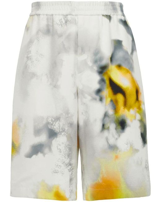 Alexander McQueen Gray Grey Obscured Flower Bermuda Shorts for men