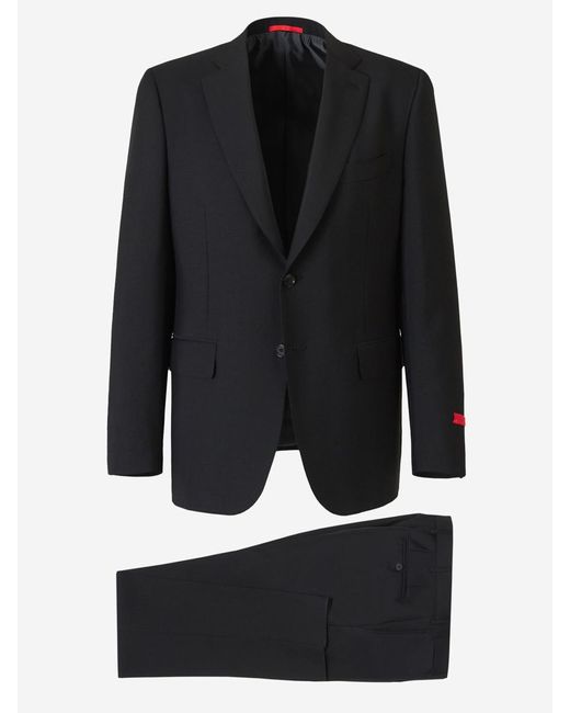 Isaia Black Wool Mohair Suit for men
