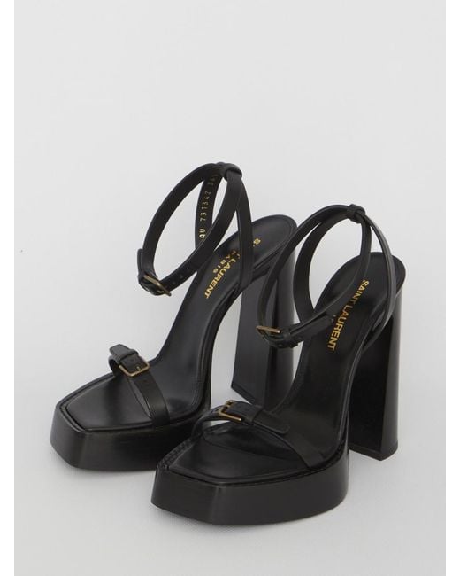 Saint Laurent White Platz Platform Sandals