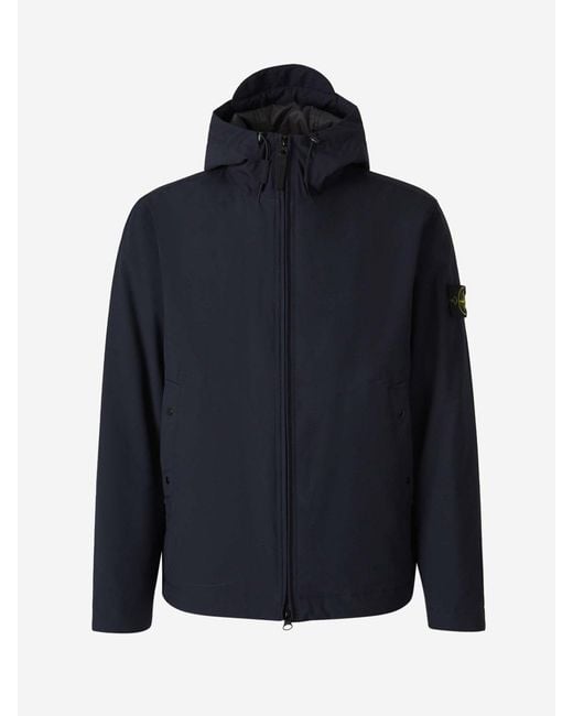 Stone Island Blue Technical Hooded Jacket for men