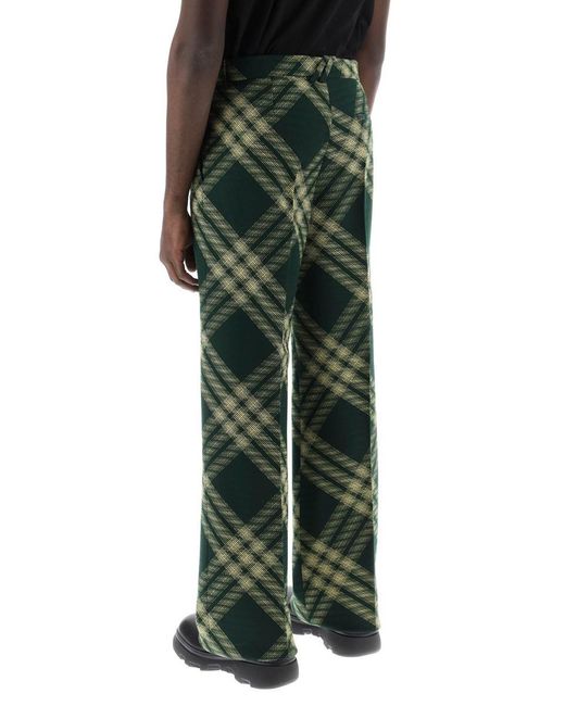 Burberry Green Straight Cut Checkered Pants