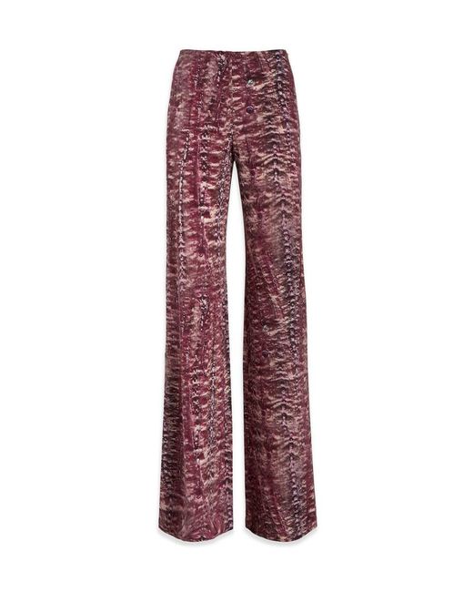 Alberta Ferretti Red Graphic Printed Wide-leg Trousers