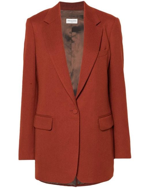 Dries Van Noten Red Blanchets Single-Breasted Wool Jacket