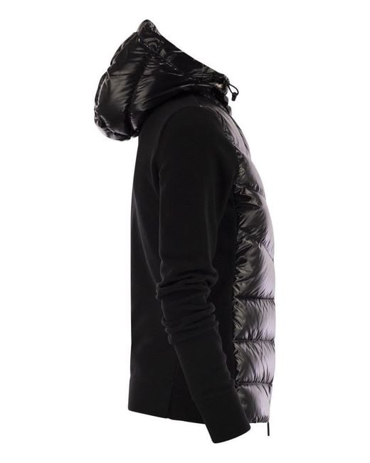 Moncler Black Felpa Imbottita In Pile Con Zip E Cappuccio