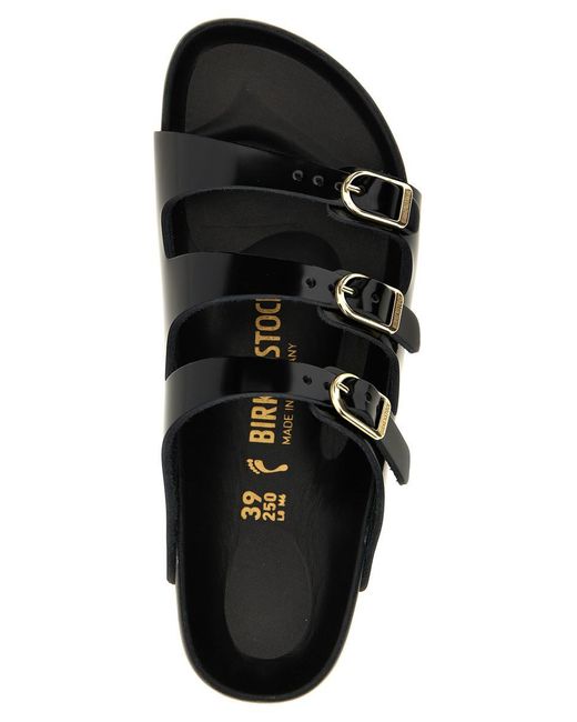 サンダル・ミュール BIRKENSTOCK 'Florida Fresh' sandals Black Florida Fresh Natural Leather Patent High-Shine Black