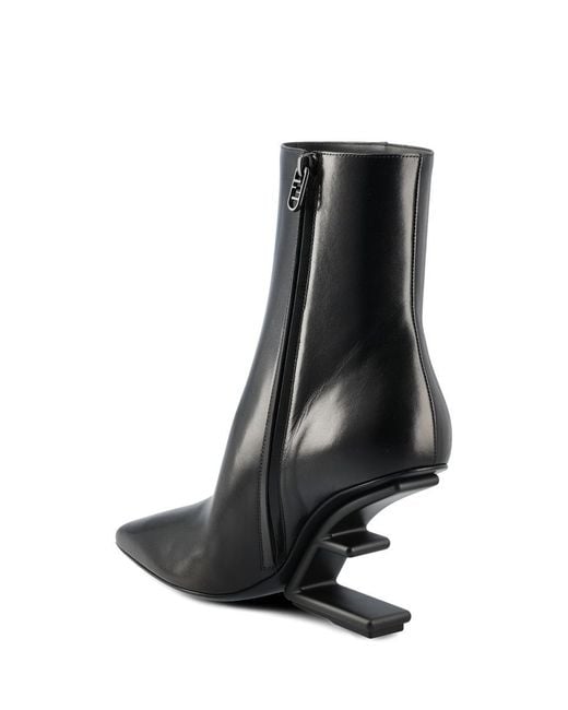 Fendi Black First F-shaped Heel Ankle Boots