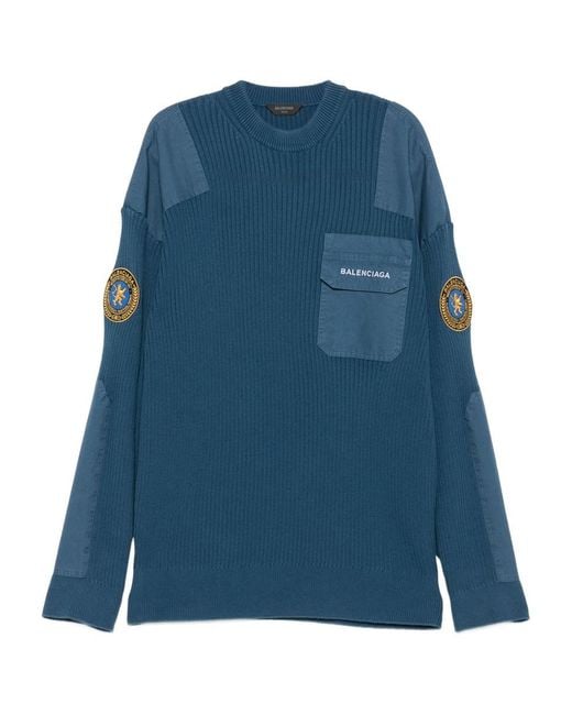 Balenciaga Men's Blue Military Sweater