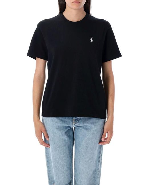 Polo Ralph Lauren Women's Black Relaxed Fit Cotton Jersey T-Shirt