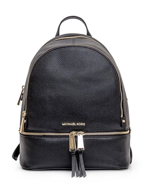 Michael Kors Black Rhea - Medium Leather Backpack