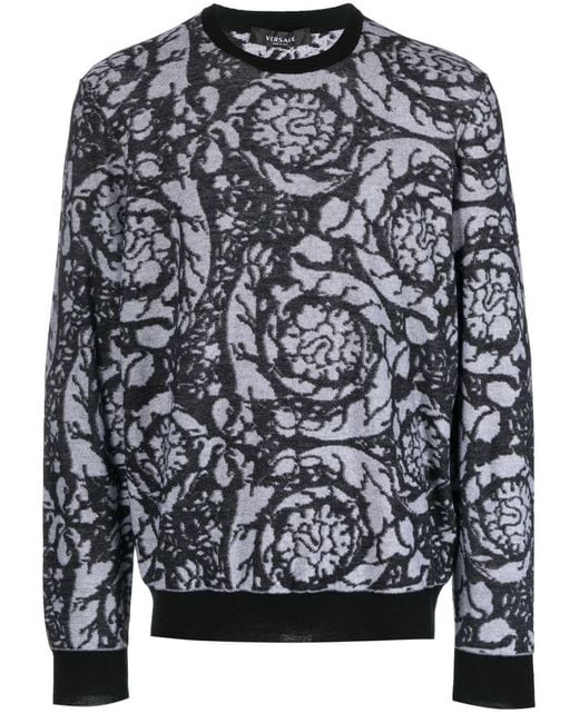 Versace Gray Silhouette Baroque Sweater for men