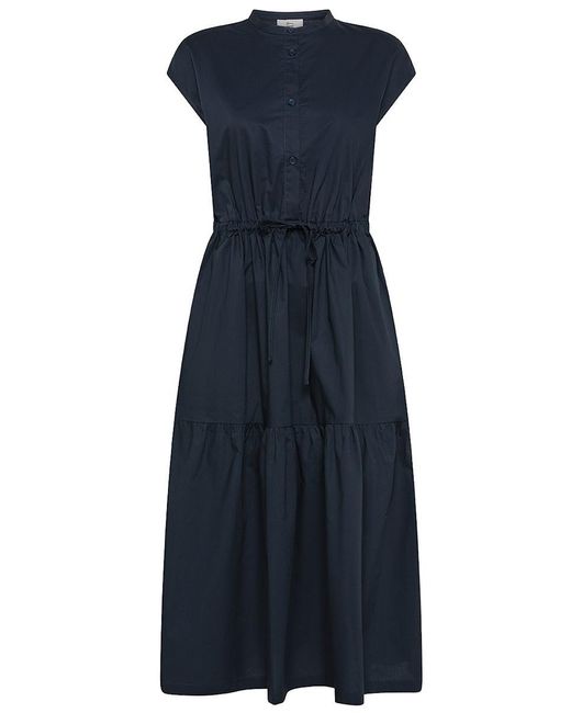 Woolrich Blue Ruffle Shirt Dress With Drawstring