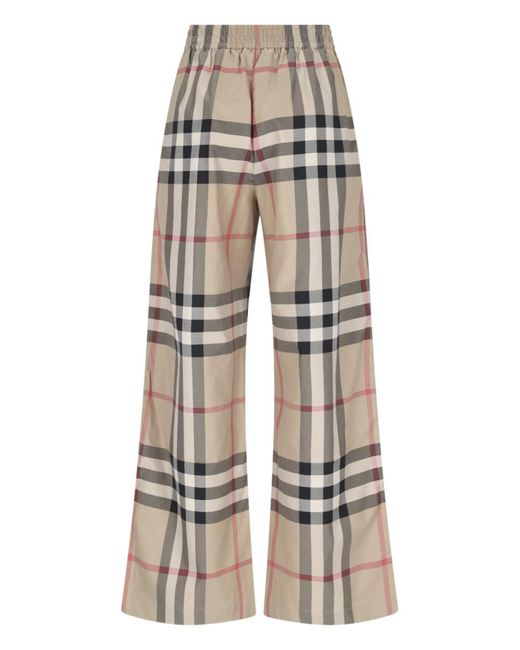 Burberry 'check' Wide Trousers in Natural