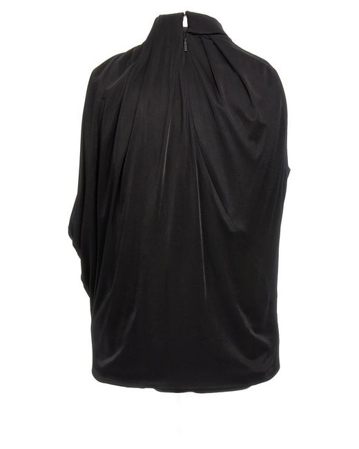 Versace Black Draped Cut-out Top Tops