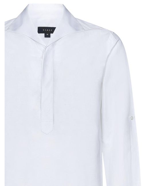 Sease White Half Button Shirt for men