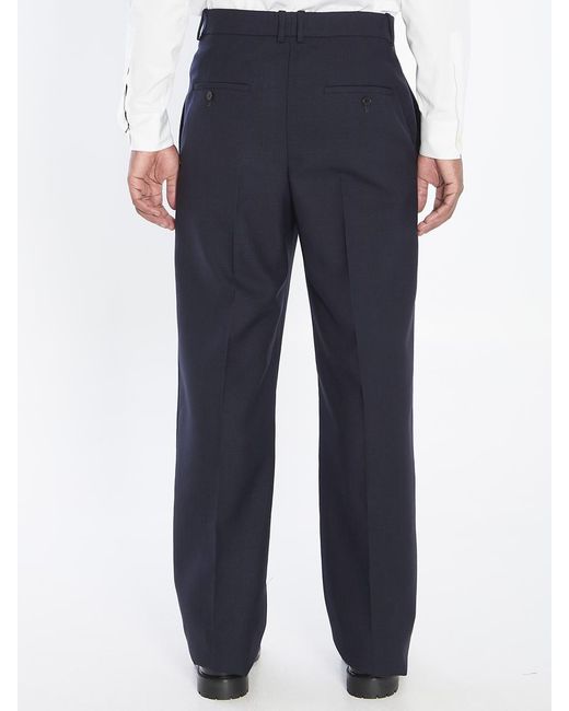 Saint Laurent Blue Chinã Wool Trousers for men