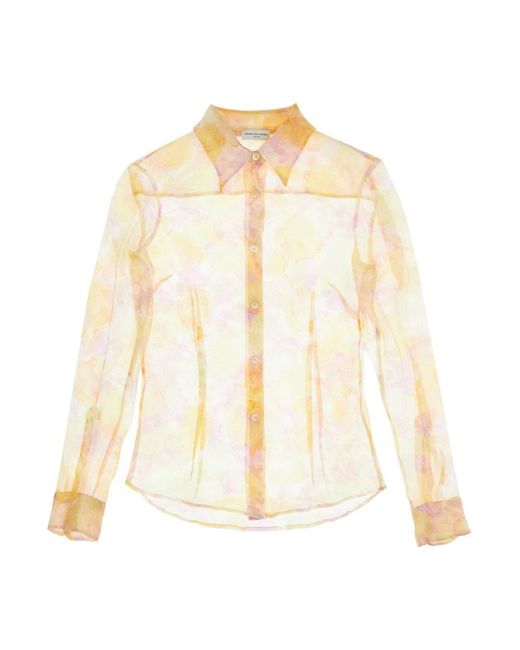 Dries Van Noten White 'Cloudy' Silk Chiffon Shirt