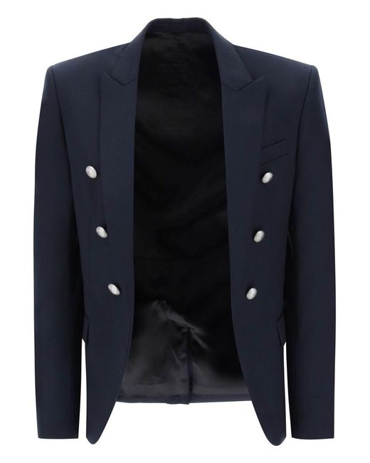 Balmain Blue Wool Jacket With Ornamental Buttons for men