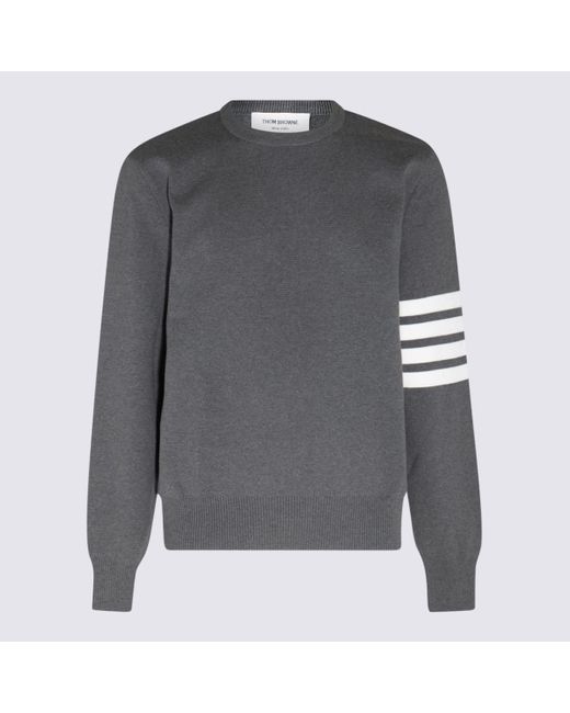 Thom Browne Gray Med Grey Cotton 4-bar Sweater for men