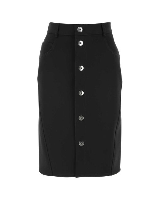 Bottega Veneta Black Stretch Wool Skirt