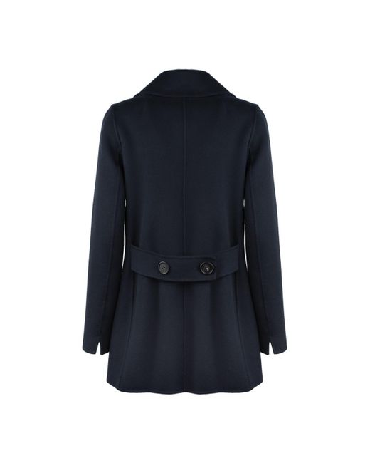 Max Mara Blue Double-Breasted Wool Caban