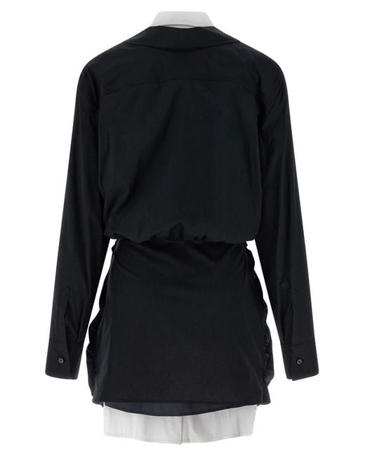 The Attico Black Double Layer Shirt Dress