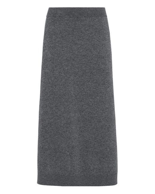 Brunello Cucinelli Gray Cashmere Midi Skirt