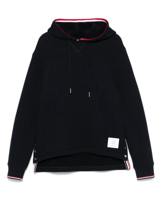 Thom Browne Blue Oversized Hoodie Pullover With Rwb Tipping Stripe In Chunky Loopback Clothing for men
