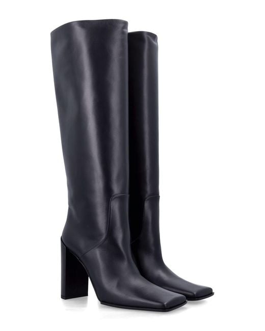 Alaïa Blue Leather Knee-High Boots