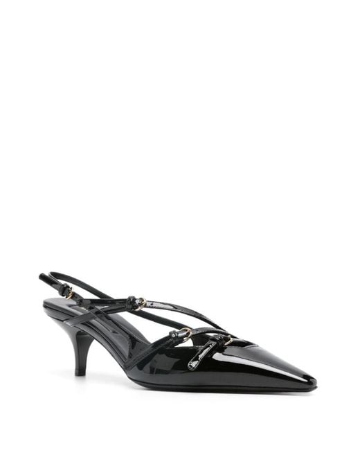 Miu Miu Black Patent Leather Slingbacks With Buckles Shoes