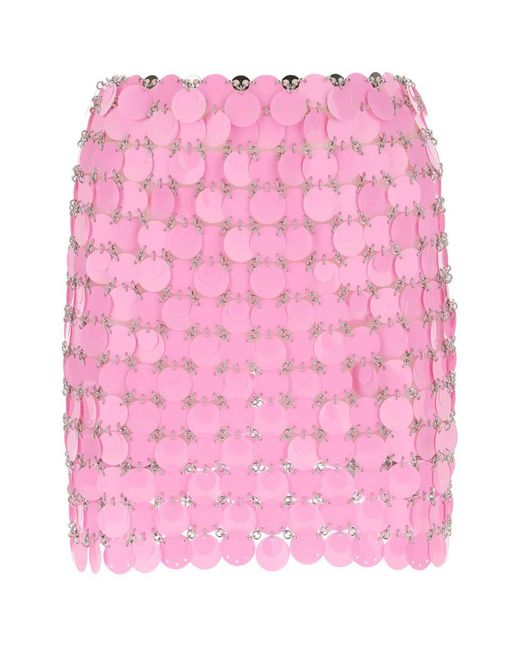 Rabanne Pink Maxi Sequins Mini Skirt