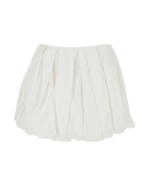 Pinko White Skirt With Pleated Details And Balloon Hem