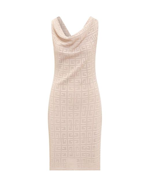 Givenchy Natural 4g Draped Dress In Jacquard