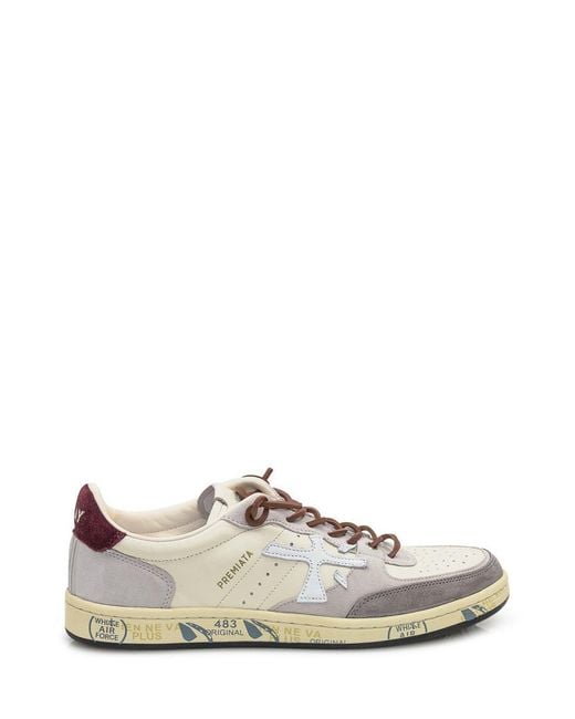 Premiata White And Leather And Suede Sneakers for men