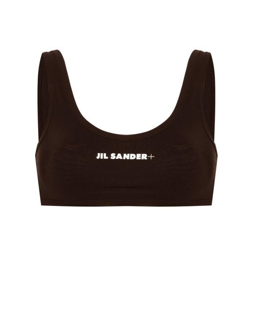 Jil Sander Brown Logo Bikini Top