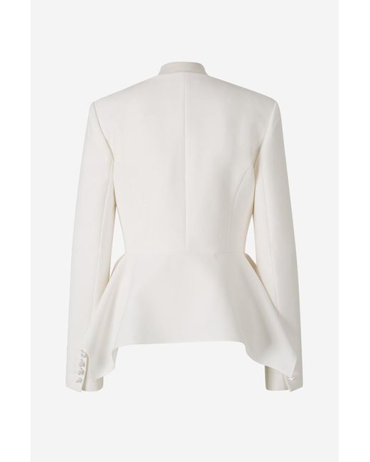 Roland Mouret White Crepe Peplum Jacket