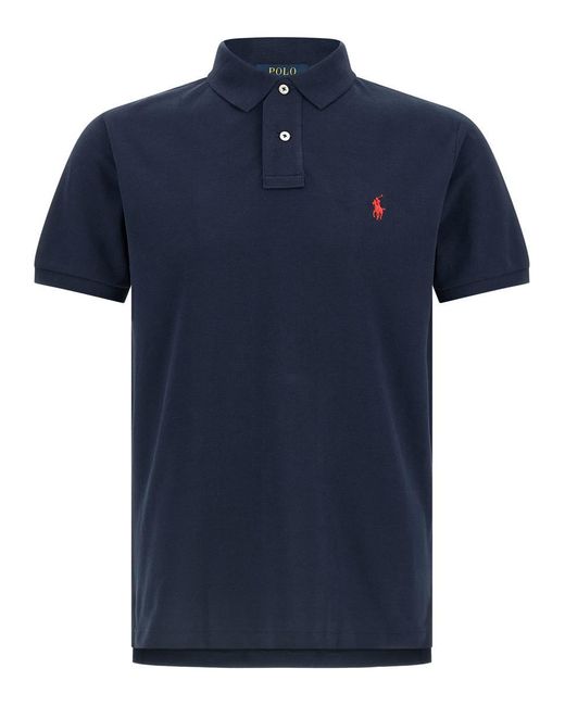 Polo Ralph Lauren Blue Logo Embroidery Polo Shirt for men