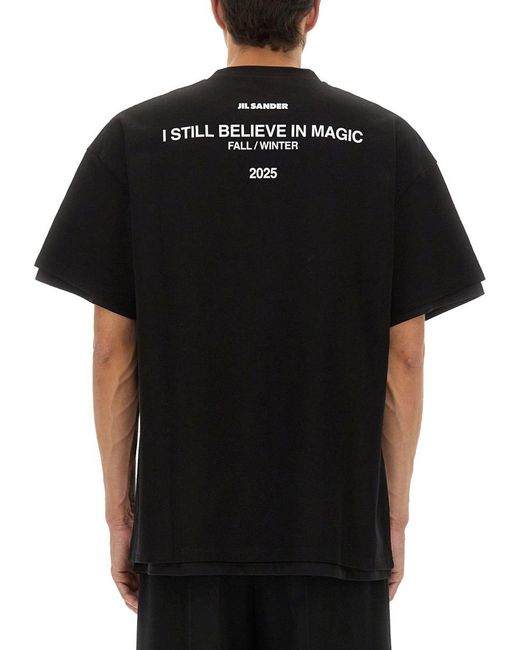Jil Sander Double Layer Cotton T-Shirt in Black for Men | Lyst