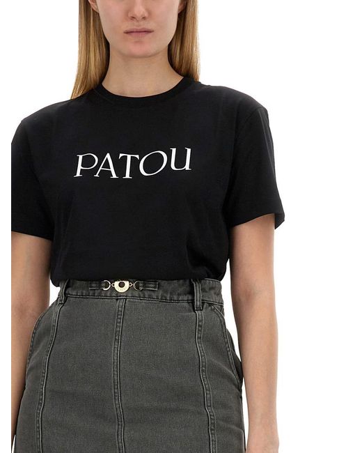 Patou Black T-Shirt Con Stampa Logo