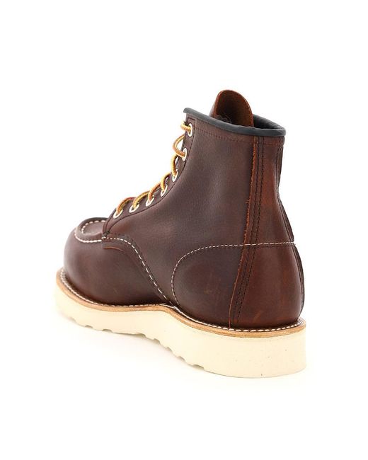 Red Wing Brown Classic Moc Toe Ankle Boots for men