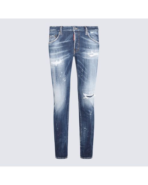 DSquared² Dark Blue Cotton Blend Jeans for men