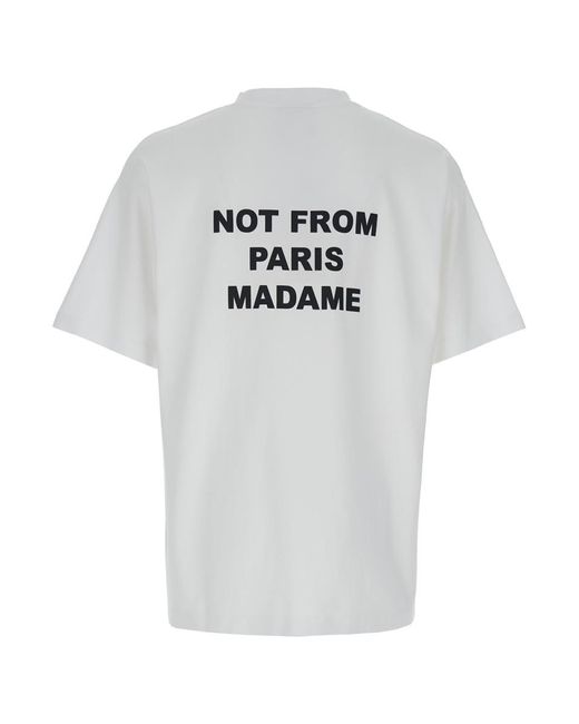 Drole de Monsieur White Crewneck T-Shirt With Slogan Print On The Front And Back for men