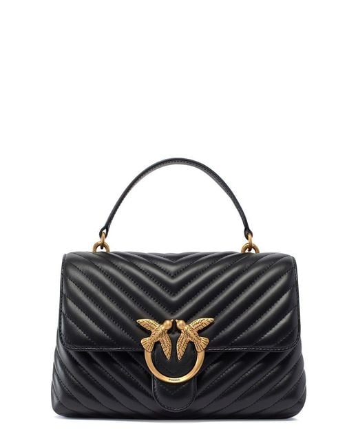 Pinko Black Classic Lady Love Bag Puff Chevron Handbag