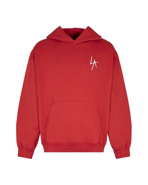 Local Authority Red Cotton Hoodie for men